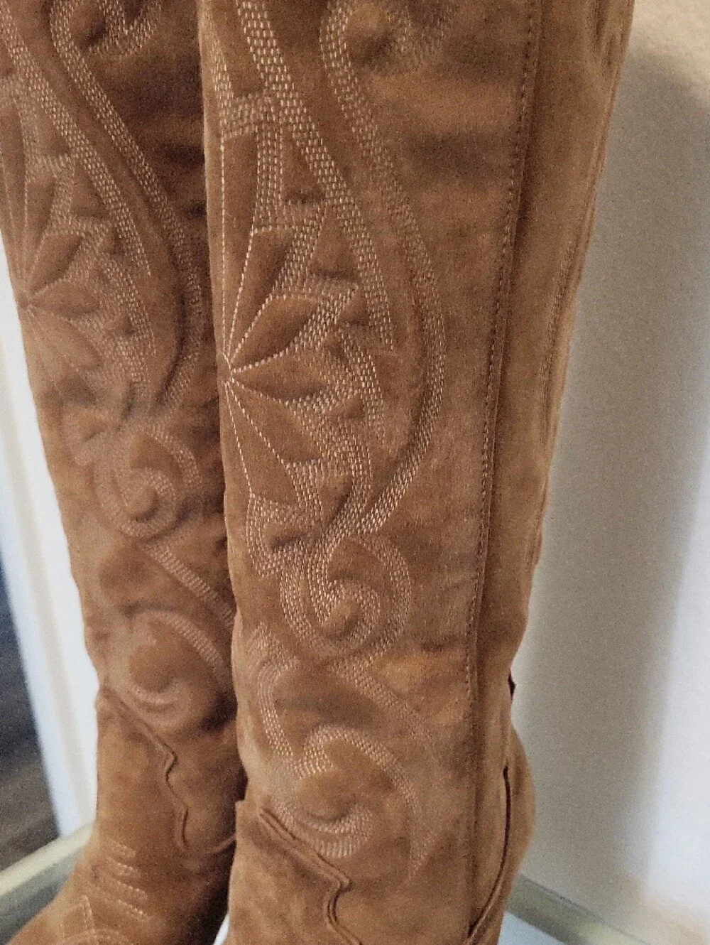 Steve Madden Tessy Tall Western Suede Boots - Brown Size 8 Nwt